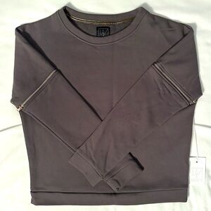 Lime & Vine Cropped Zipper Sleeve Sweatshirt Womens S Gray/Rose Gold NWT